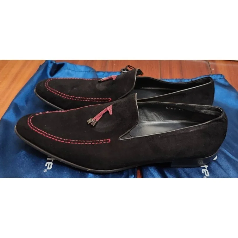 Corrente Pelle line Suede Tassel Loafer Black + Red Size EU 45
